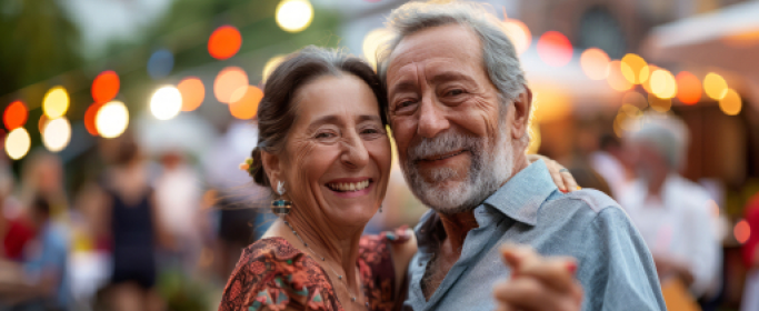 Smiling couple dancing