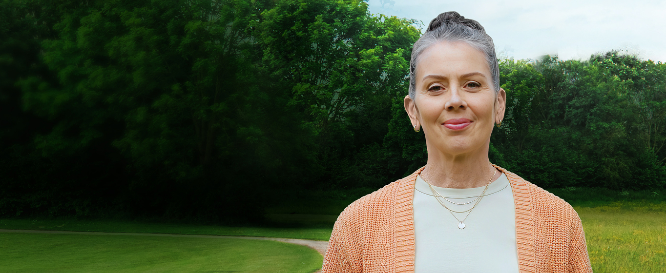 A woman stands next to text 'for your symptomatic COPD patients'.