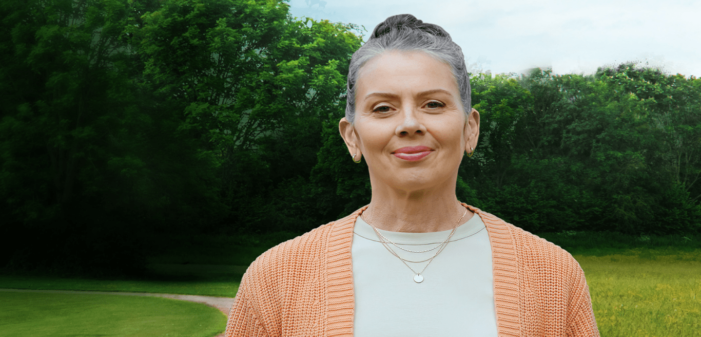 A woman stands next to text 'for your symptomatic COPD patients'.