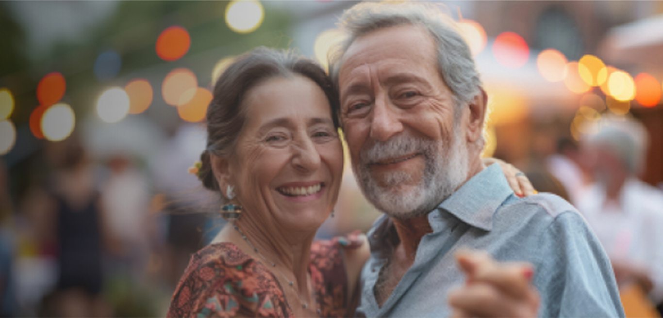 Smiling couple dancing