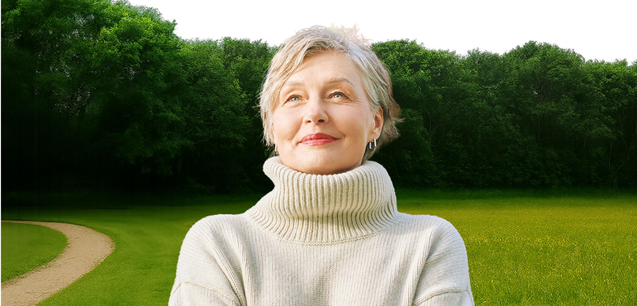 Smiling senior woman in a park.